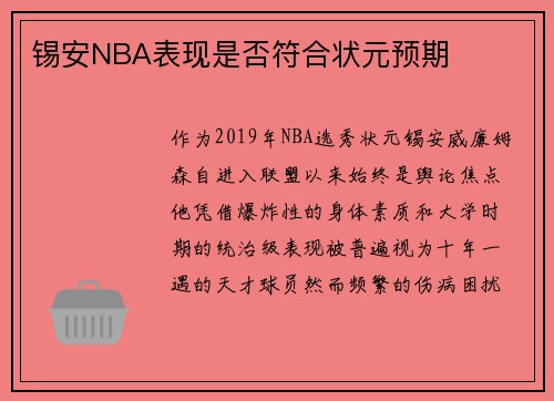 锡安NBA表现是否符合状元预期