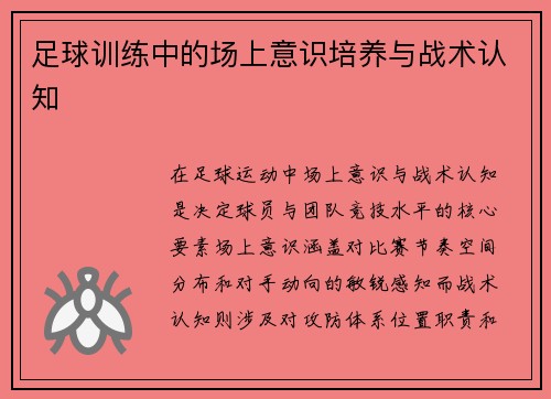 足球训练中的场上意识培养与战术认知