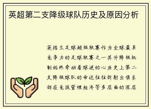 英超第二支降级球队历史及原因分析